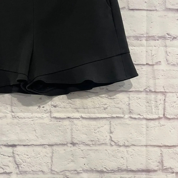 ZARA Black Ruffle High Waist Dress Shorts Side Pockets Casual Summer Size XS - Picture 4 of 9